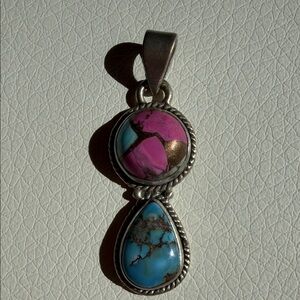 Sterling silver Pendant with Cotton Candy and Golden Hills